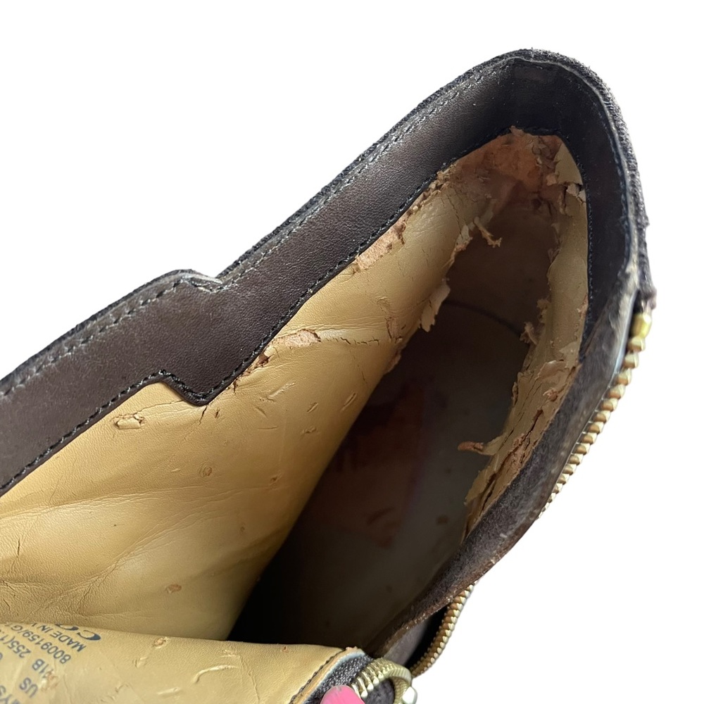 Coach Two-Tone Brown Wedge Ankle Boots - Picture 9 of 11